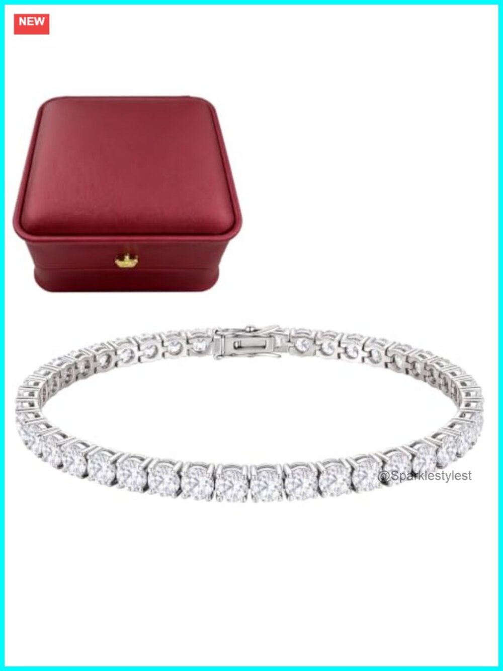 14K Gold-Plated Tennis Bracelet 4MM Round-Cut Classic CZ Women's